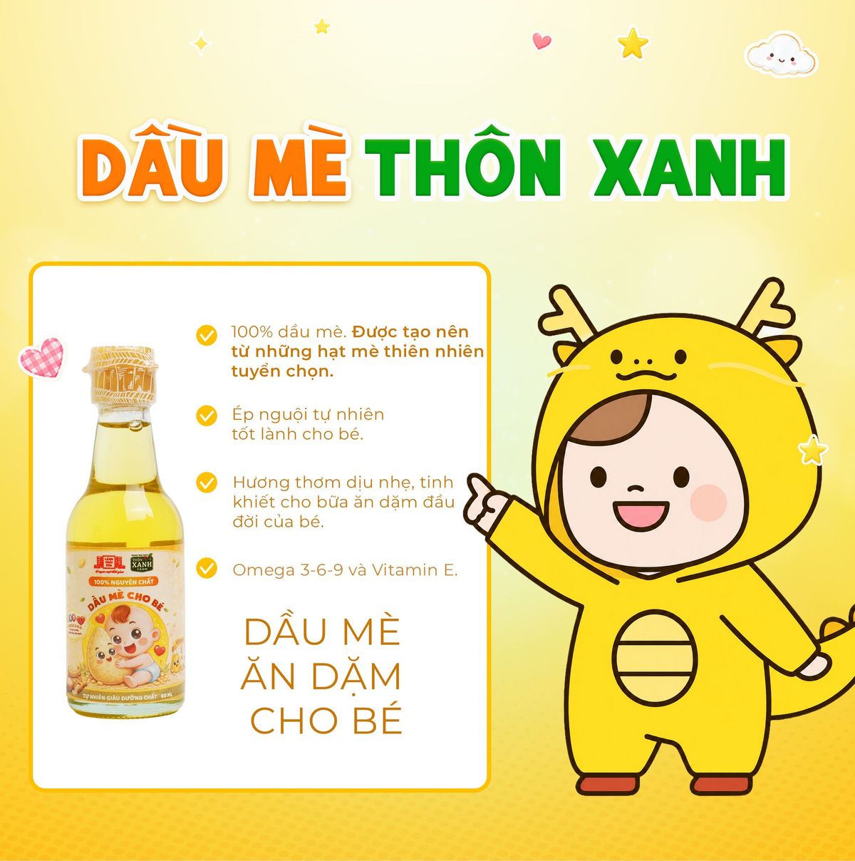 Dầu mè dinh dưỡng cho bé ăn dặm Làng Chài Xưa ép nguội tự nhiên chai 60ml Dầu mè dinh dưỡng cho bé ăn dặm Làng Chài Xưa ép nguội tự nhiên chai 60ml