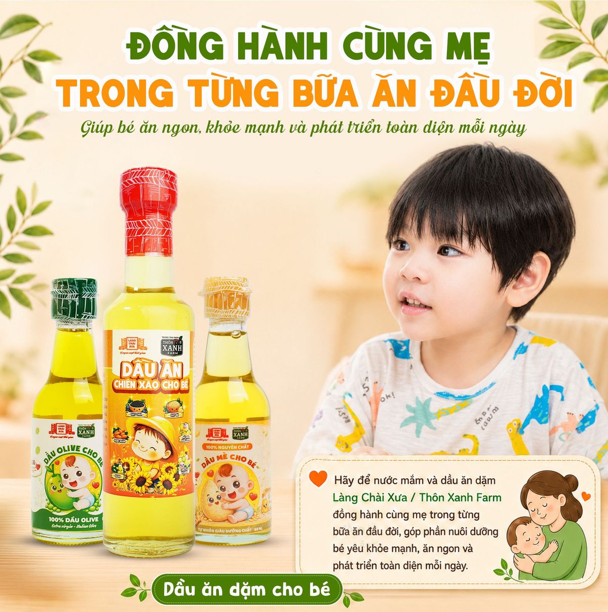 Dầu mè dinh dưỡng cho bé ăn dặm Làng Chài Xưa ép nguội tự nhiên chai 60ml Dầu mè dinh dưỡng cho bé ăn dặm Làng Chài Xưa ép nguội tự nhiên chai 60ml