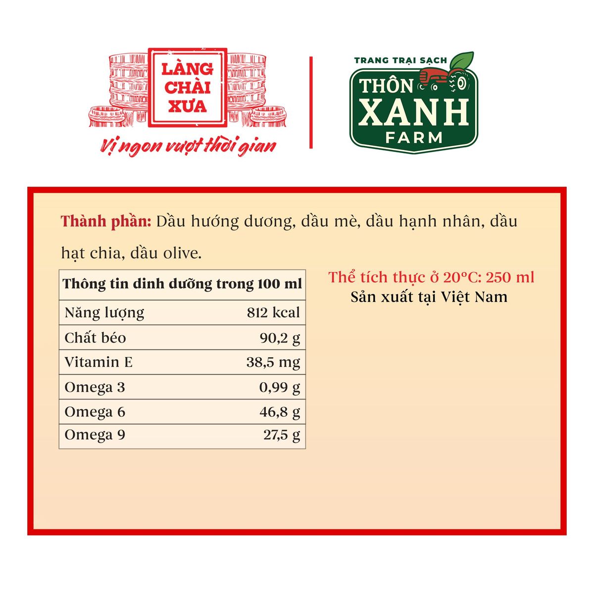 Dầu Chiên Xào Nguyên Chất Cho Bé Ăn Dặm Làng Chài Xưa Chai Thuỷ Tinh 250ml Dinh dưỡng từ 5 loại hạt Dầu Chiên Xào Nguyên Chất Cho Bé Ăn Dặm Làng Chài Xưa Chai Thuỷ Tinh 250ml Dinh dưỡng từ 5 loại hạt