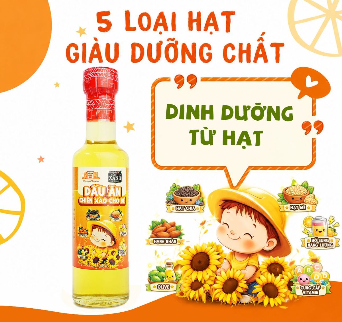 Dầu Chiên Xào Nguyên Chất Cho Bé Ăn Dặm Làng Chài Xưa Chai Thuỷ Tinh 250ml Dinh dưỡng từ 5 loại hạt Dầu Chiên Xào Nguyên Chất Cho Bé Ăn Dặm Làng Chài Xưa Chai Thuỷ Tinh 250ml Dinh dưỡng từ 5 loại hạt