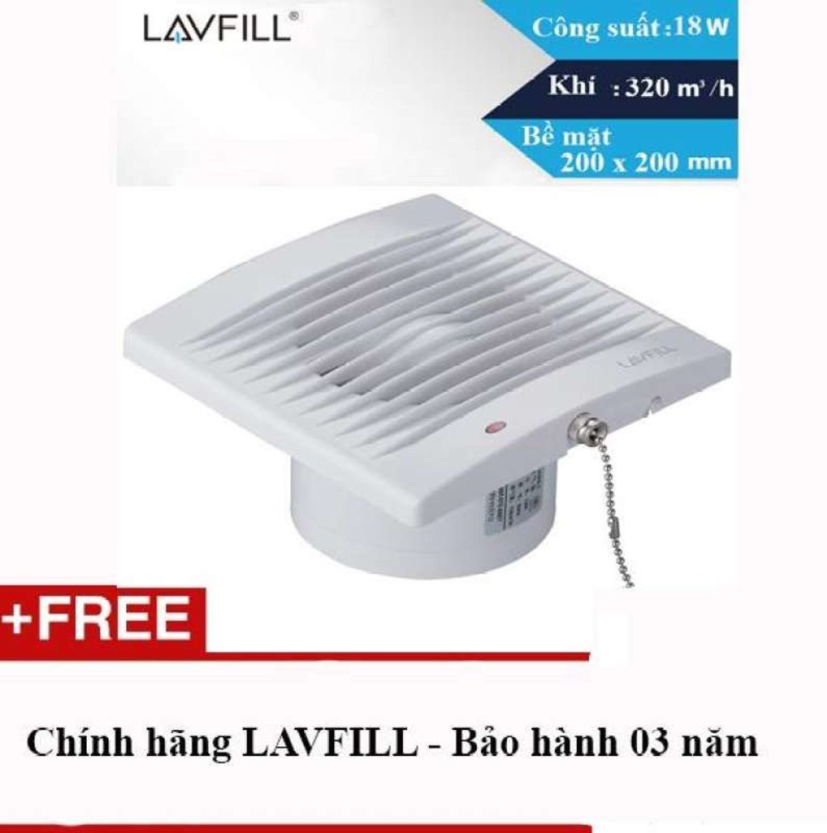 Quạt thông gió phòng vệ sinh 1 chiều với lỗ chờ 150 150mm Model LAVFILL ...