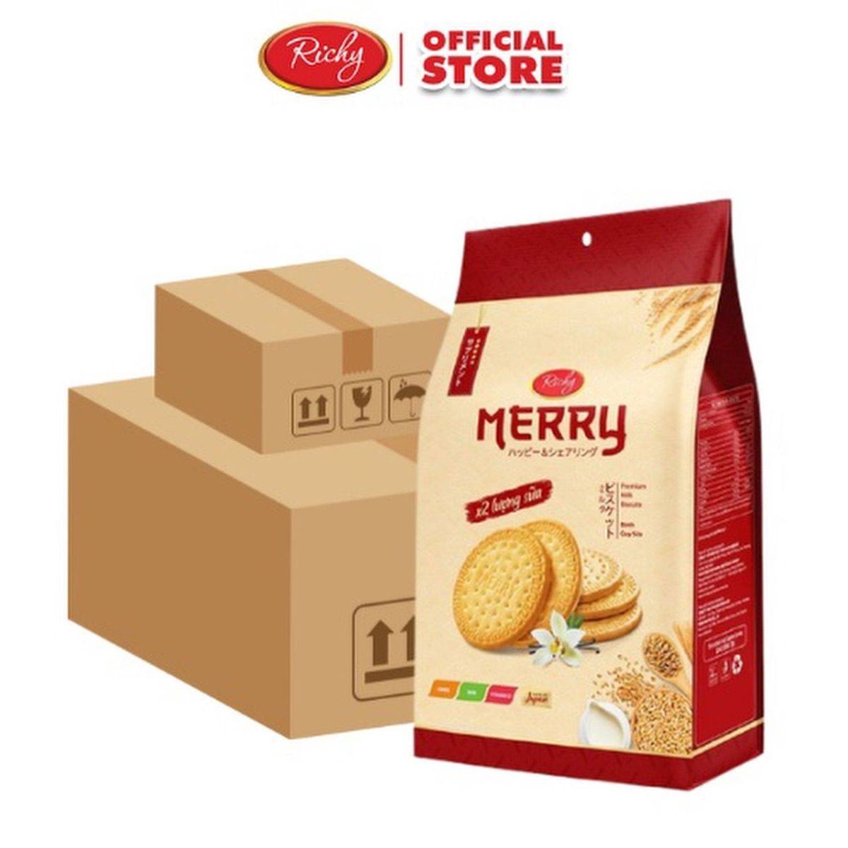 Thùng bánh quy Merry sữa 192gr (20 túi) giá sỉ, giá bán buôn - Thị ...