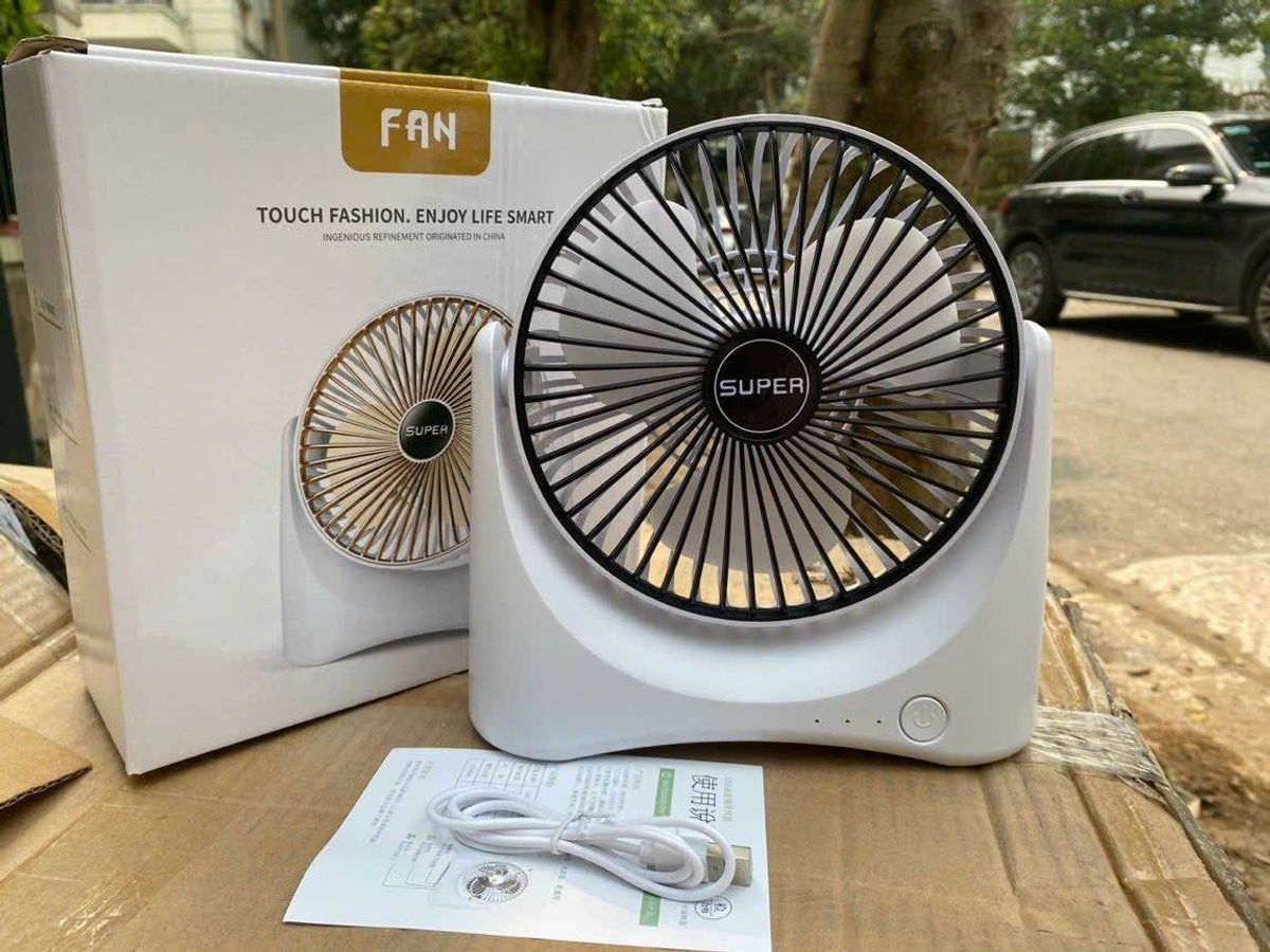 Quạt Tích Điện Super Fan, Quạt Để Bàn 3 Chế Độ Mát Nhỏ Gọn Tiện Lợi Khi ...