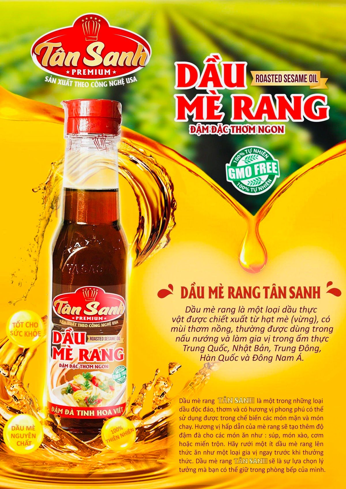 Dầu Mè Rang (Tân Sanh) loại 250ml giá sỉ, giá bán buôn - Thị Trường Sỉ
