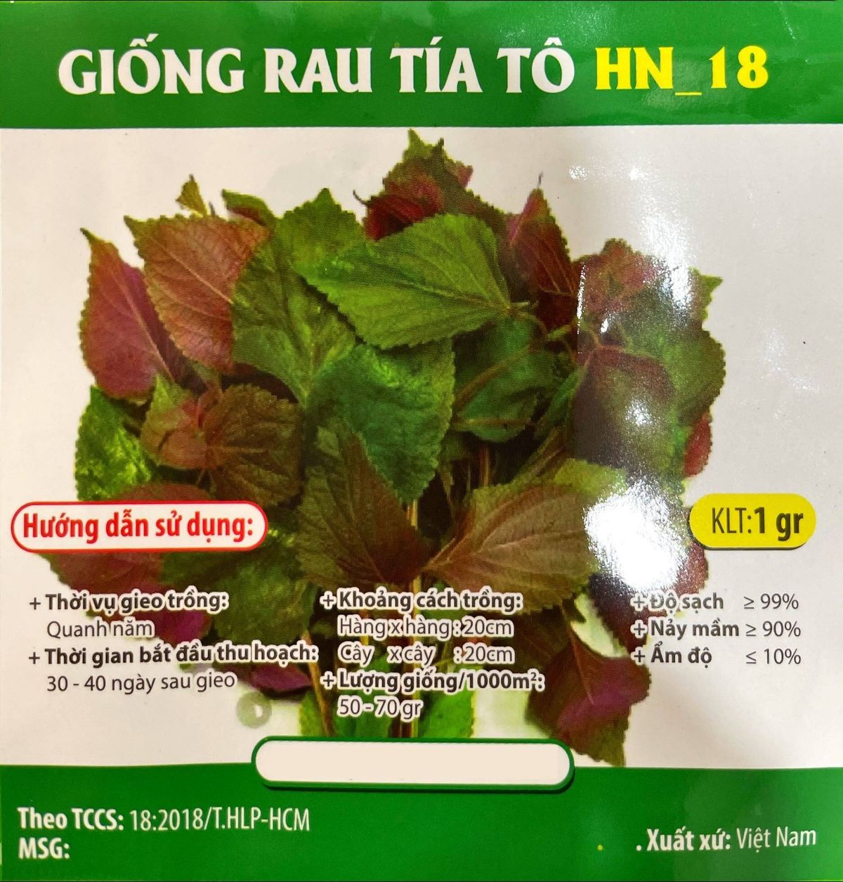 Hạt giống rau Tía Tô (1 GRAM/BAO) giá sỉ, giá bán buôn - Thị Trường Sỉ