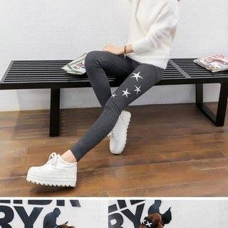 Quần legging thêu ngôi sao xám giá sỉ