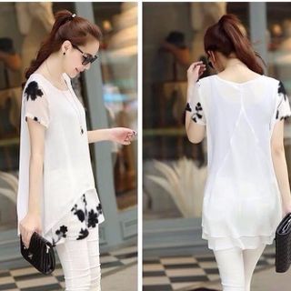 áo voan trắng in hoa mullet a01