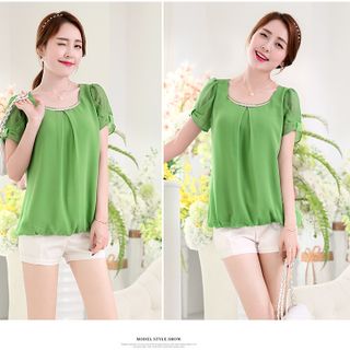 Áo xanh tay nơ cách điệu - a105 - e105