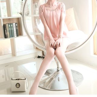 Áo hồng tay nơ dịu dáng- a03- e105