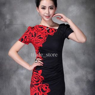 Đầm in 3d hoa hồng đỏ - dt81 - e215