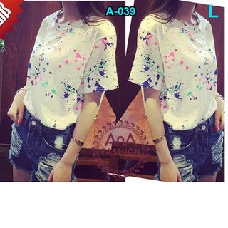 Áo thun teen vẽ mực trắng