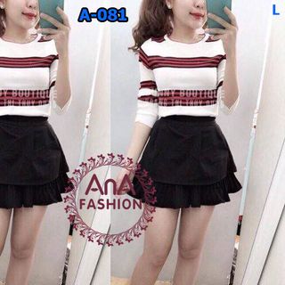 Áo thun nữ teen tay dài sọc đõ dễ thương