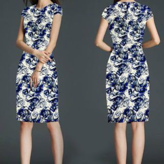 Đầm bút chì hoa hồng xanh - dt74- e185