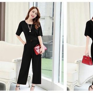 Set quần đen ống rộng áo tay cánh dơi bo eo - sq09 - e170