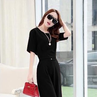 Set quần đen ống rộng áo tay cánh dơi bo eo - sq09 - e170