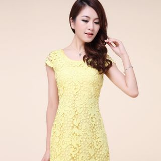 Đầm ren hoa lài vàng-dt44-e255