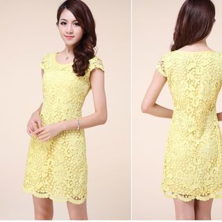 Đầm ren hoa lài vàng-dt44-e255