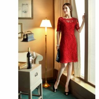 Đầm suông ren đỏ-dt34-e280