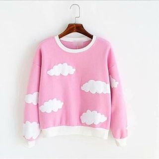Áo sweater thun nỉ hình đám mây dễ thương