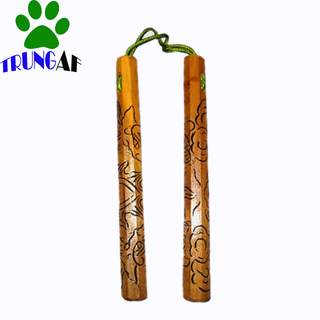Côn nhị khúc gỗ chạm đầu rồng cnk003