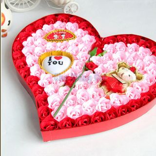 Hộp hoa hồng sáp trái tim có đèn led 99b
