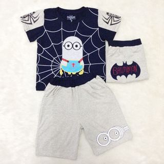 Bộ bé trai thêu batminions nhện ri 1-8