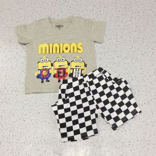 Bộ bé trai in hình minions quần caro ri 1-8