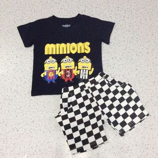 Bộ bé trai in hình minions quần caro ri 1-8