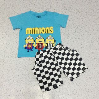 Bộ bé trai in hình minions quần caro ri 1-8