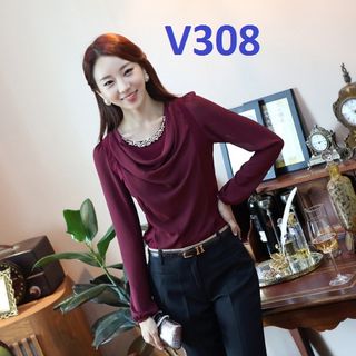 V308 - áo voan lót thun đính hạt -