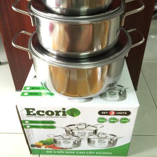 Bộ nồi inox 3 cái ecorio