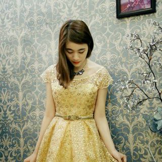 Đầm ren kim sa vàng dt04-e240