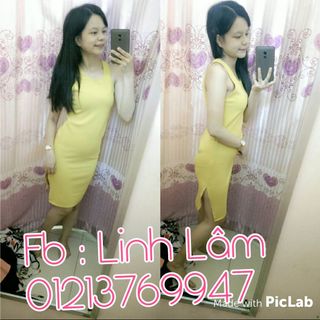 Đầm body sát nách xẻ tà