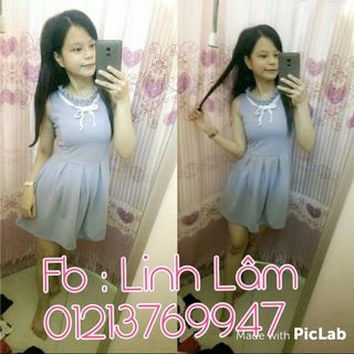 Đầm xếp li cổ