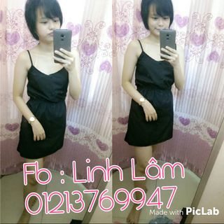 Đầm voan 2 dây nút bọc