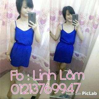 Đầm voan 2 dây nút bọc