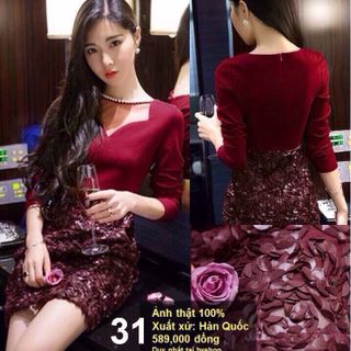 d1474 đầm body váy ren hoa hồng tay dài giá sỉ