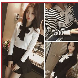 Áo len thắt nơ