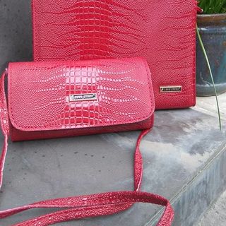 Sét hai túi quai nhựa cá sấu