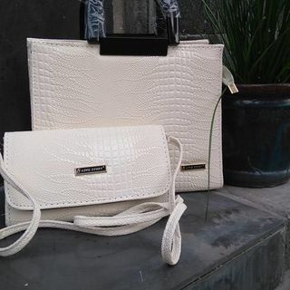 Sét hai túi quai nhựa cá sấu