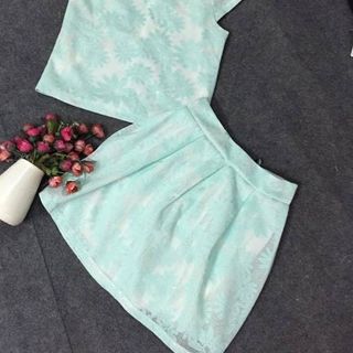 Set áo đầm ren lót lưới