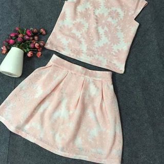 Set áo đầm ren lót lưới