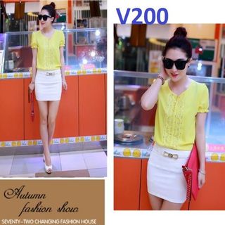 25k áo voan phối ren đính hạt - v200