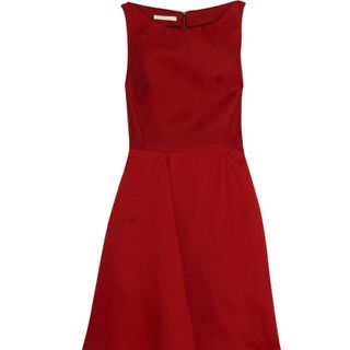 đầm xòe phối màu vạt chéo đỏ - 3c160100red