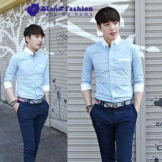 Áo sơ mi nam tay dài phong cách giá xưởng bland fashion giá sỉ