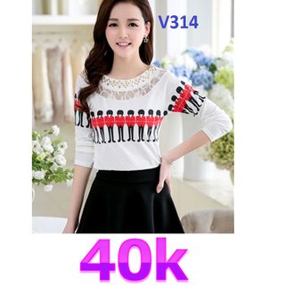 40k áo thun phối ren đính hạt - 324 size m