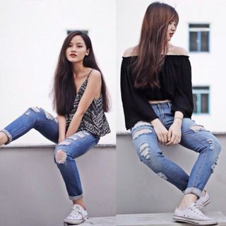 Jean rách boyfriend f21