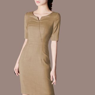 Đầm công sở cổ v cách điệu sh-d293
