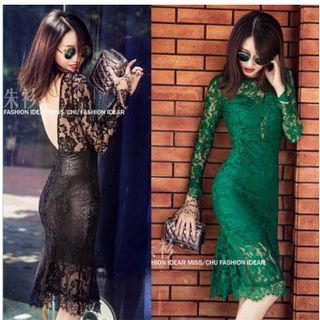 Đầm ren khoét lưng hàng oder