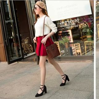 Giày cao gót nhung thắt dây hàng oder